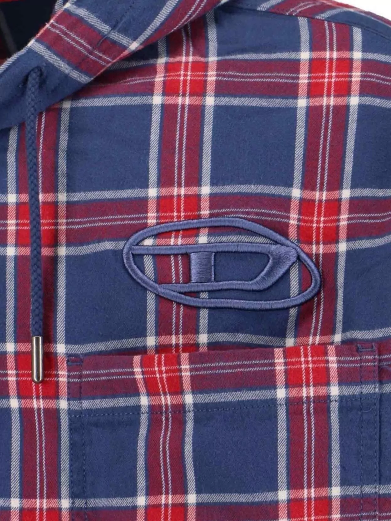 Diesel Hooded Plaid Shirt Chest Pocket