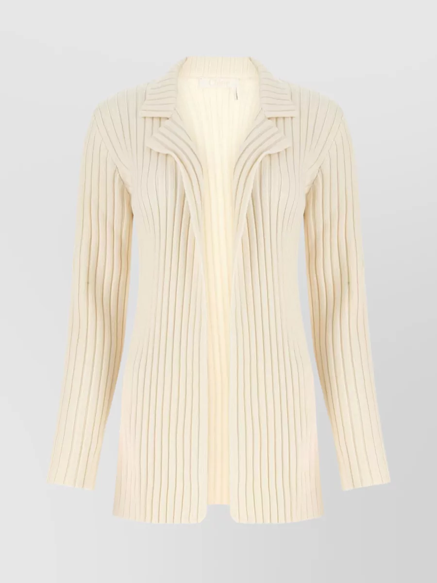 Shop Chloé Vertical Ribbed Knit Cardigan In Cream