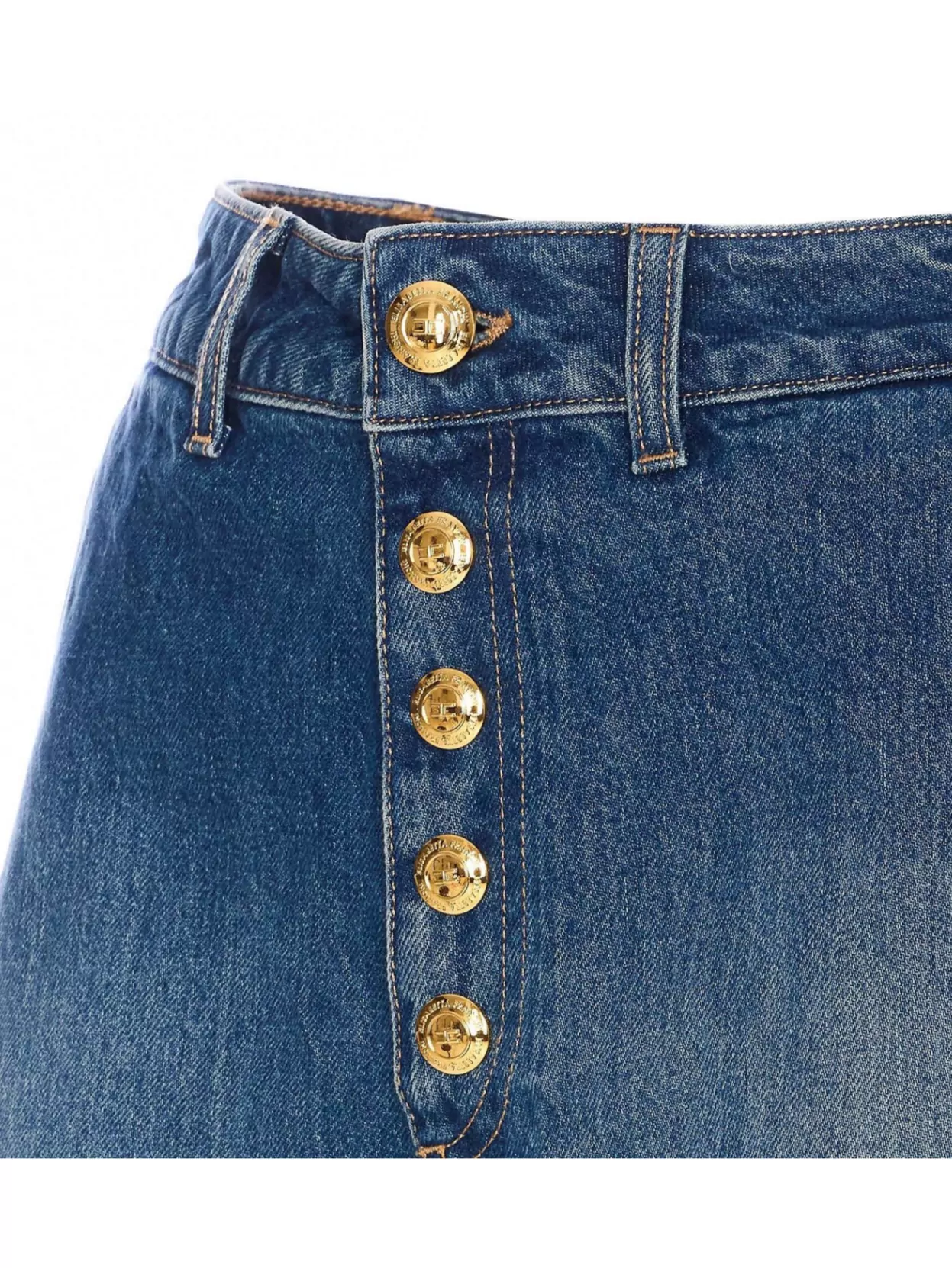 Elisabetta Franchi High Waist Denim Shorts With Button Detailing