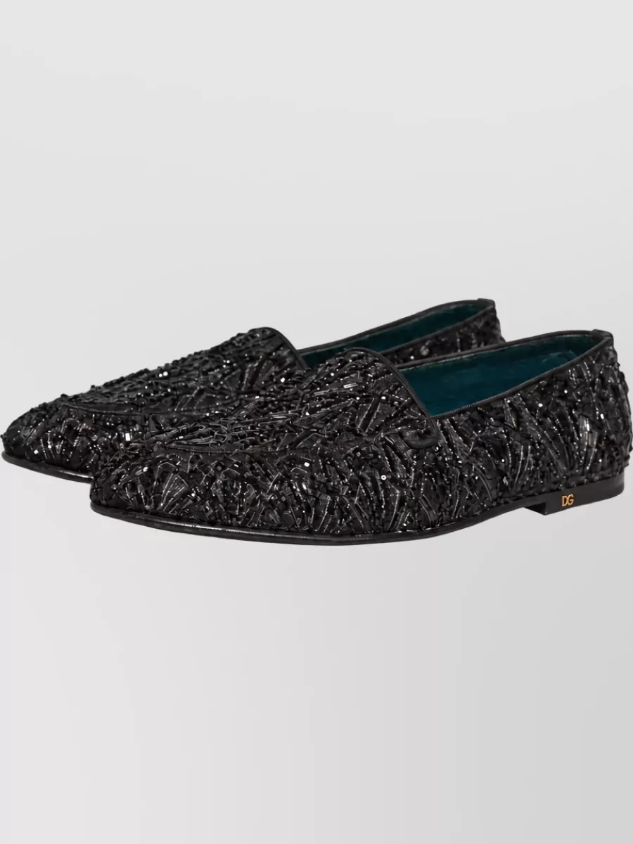 Dolce&Gabbana Leather Embroidered Loafers