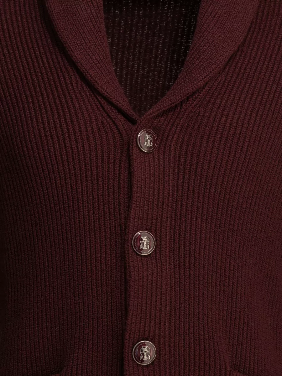 Brunello Cucinelli Cotton Ribbed Shawl Collar Cardigan