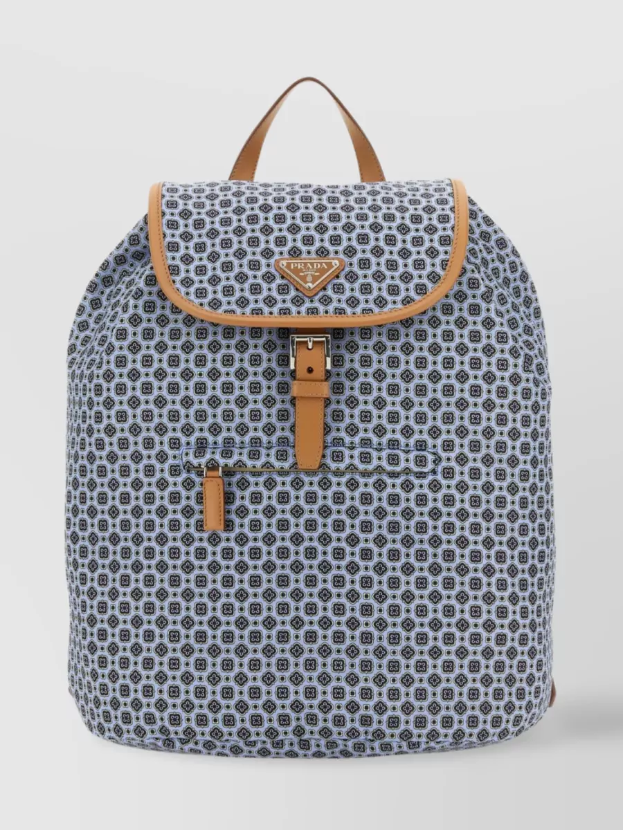 Shop Prada Adjustable Straps Nylon Print Backpack In Multicoloured