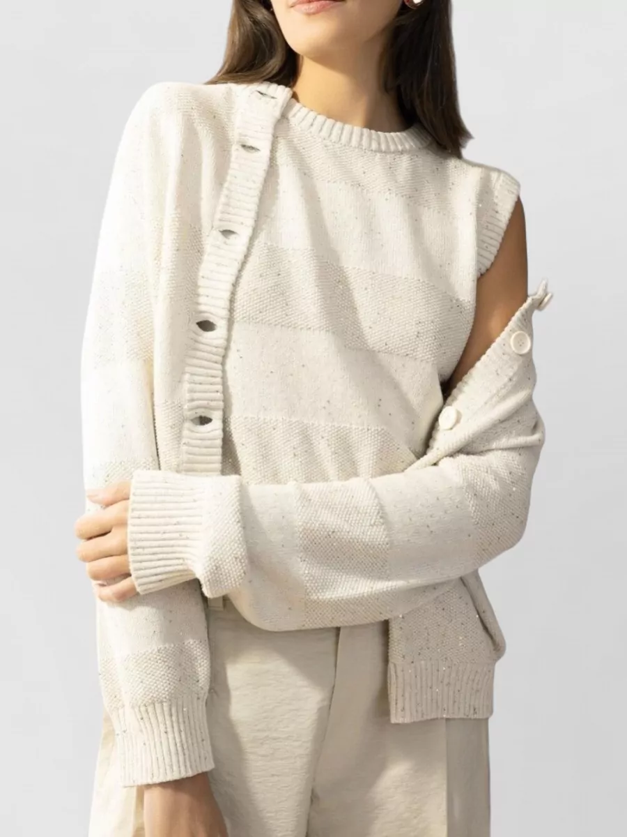 Brunello Cucinelli Striped Cropped Sleeveless Knitted Top