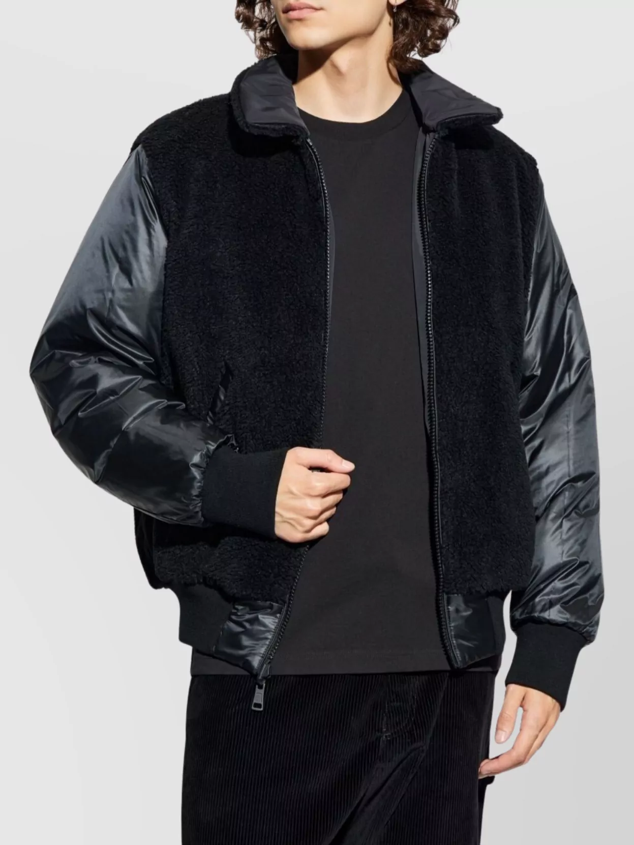 Moncler Short Jacket Featuring Shearling Collar