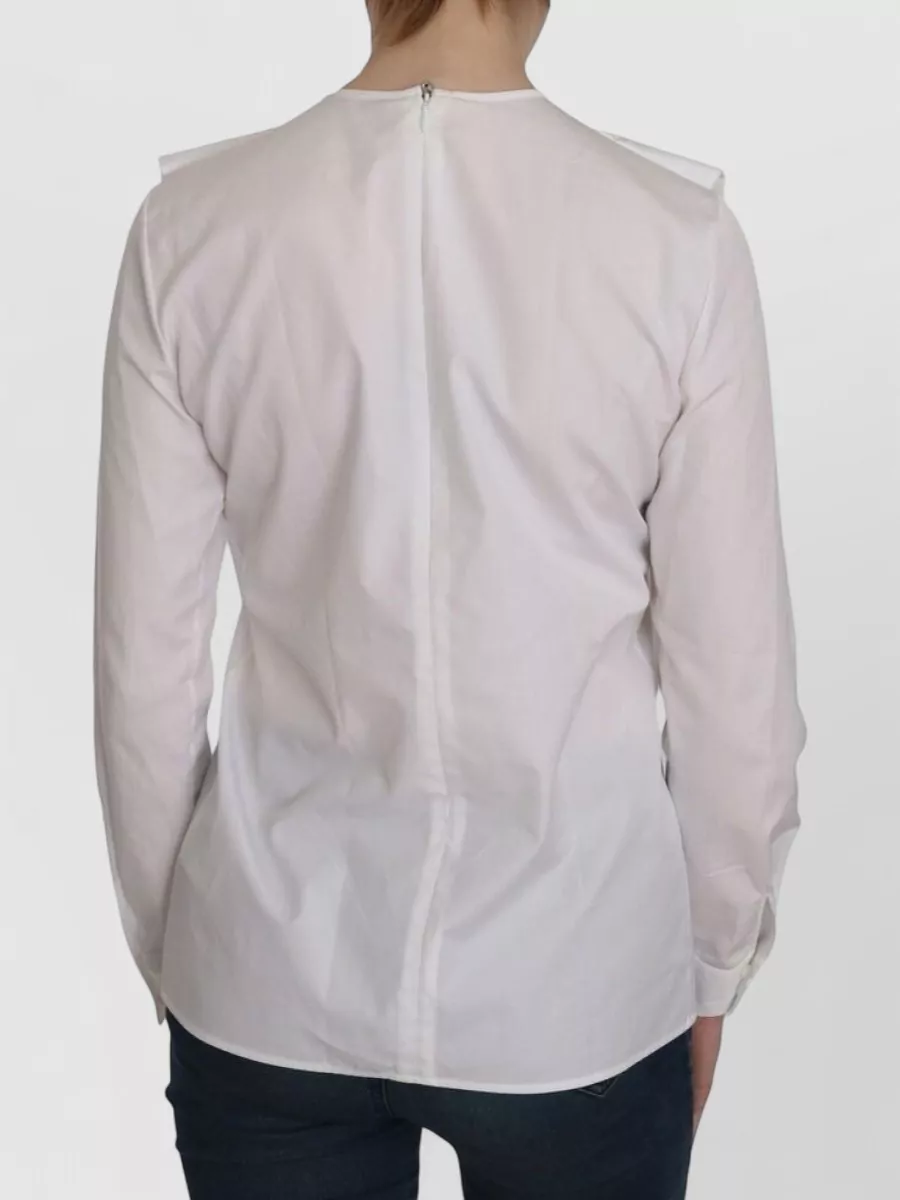 Dsquared2 Cotton Pleated Long-Sleeve Crew-Neck Blouse