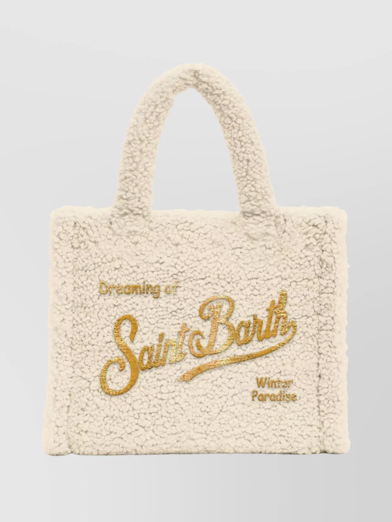 Mc2 Saint Barth Tote Bag With Teddy Texture And Handles In White