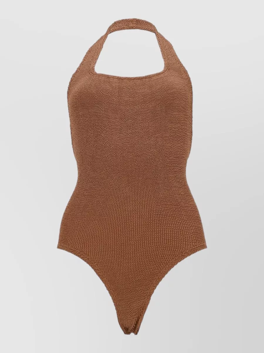 Hunza G metallic one-shoulder swimsuit