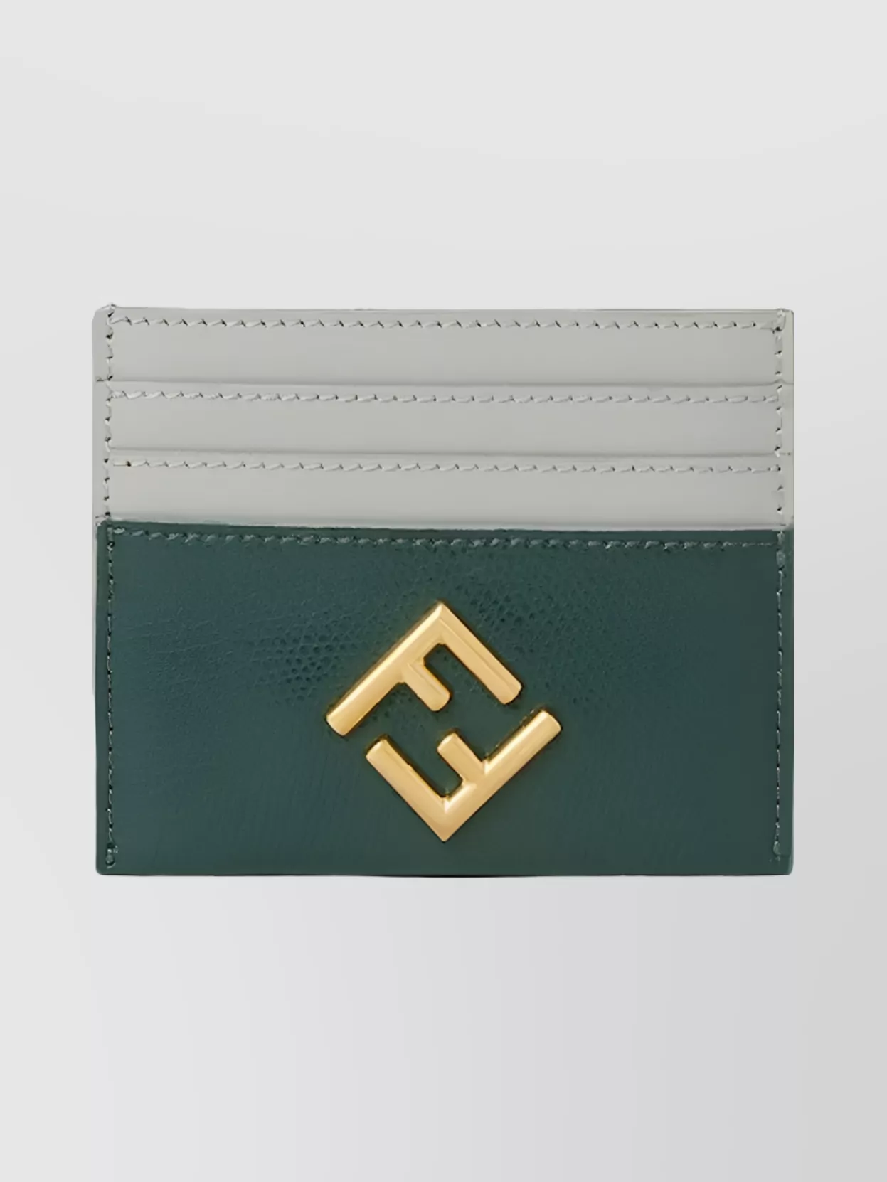Fendi Color Block Cardholder Gold-tone Hardware In Green