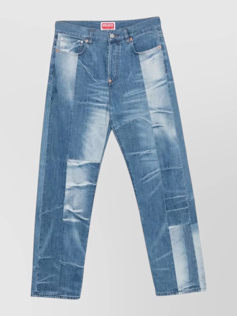 Kenzo Straight Leg Denim Jeans Mid Rise In Blue