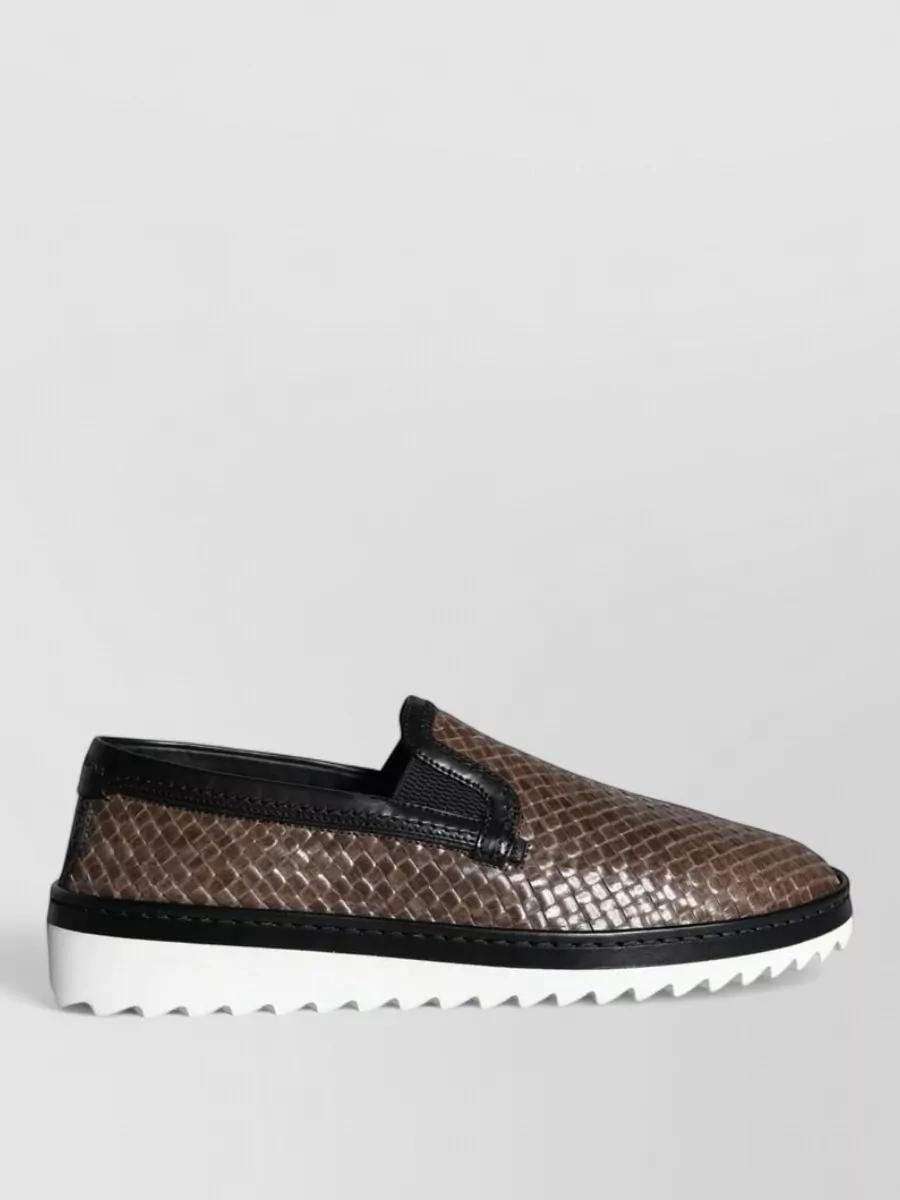 Dolce&Gabbana Leather Woven Slip-On Sneakers