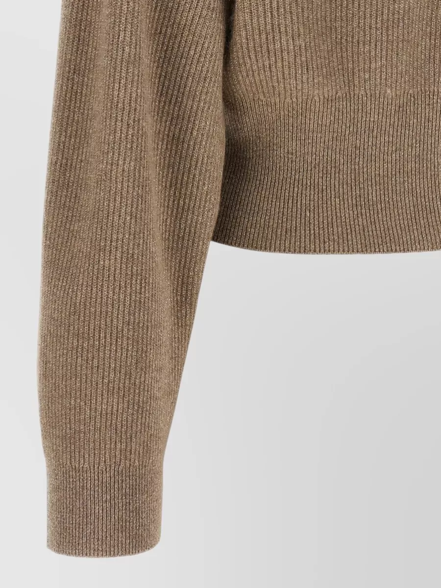 Brunello Cucinelli Cashmere Ribbed Cropped Zip Cardigan