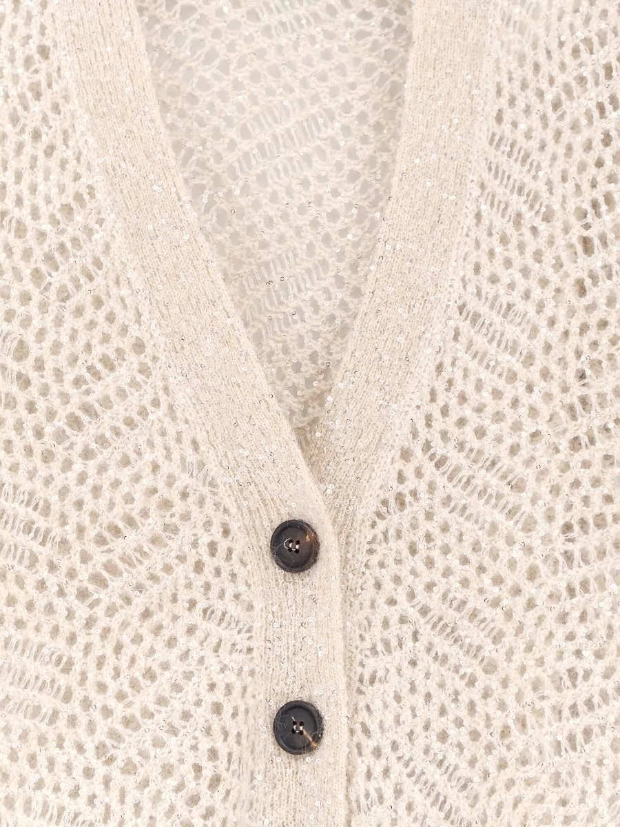 Brunello Cucinelli Ribbed V-Neck Mohair Cardigan