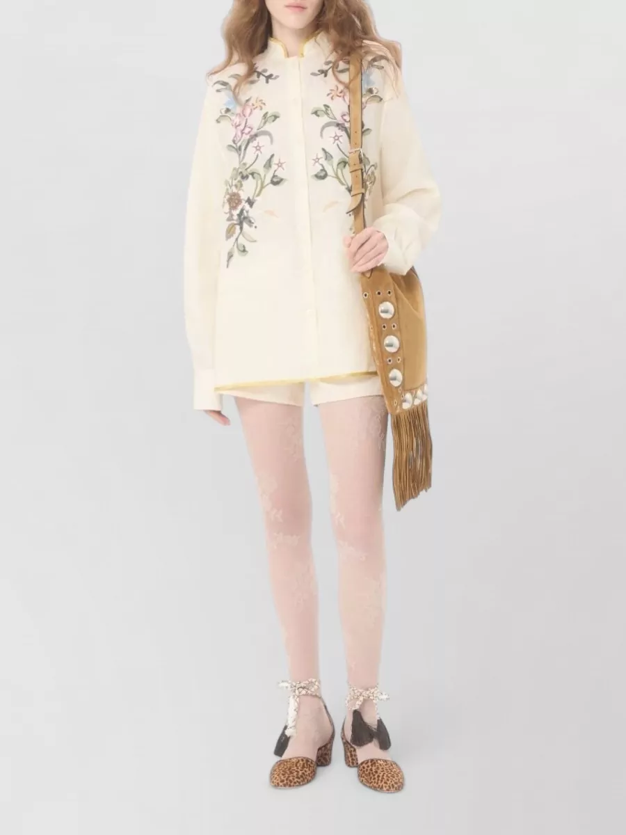 Valentino Garavani Embroidered Linen Long-Sleeve Shirt