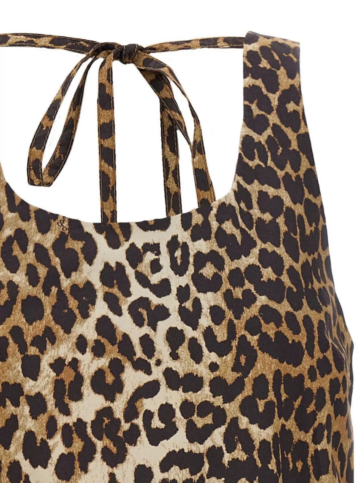 Ganni Brown Leopard Cotton Poplin Mini Dress