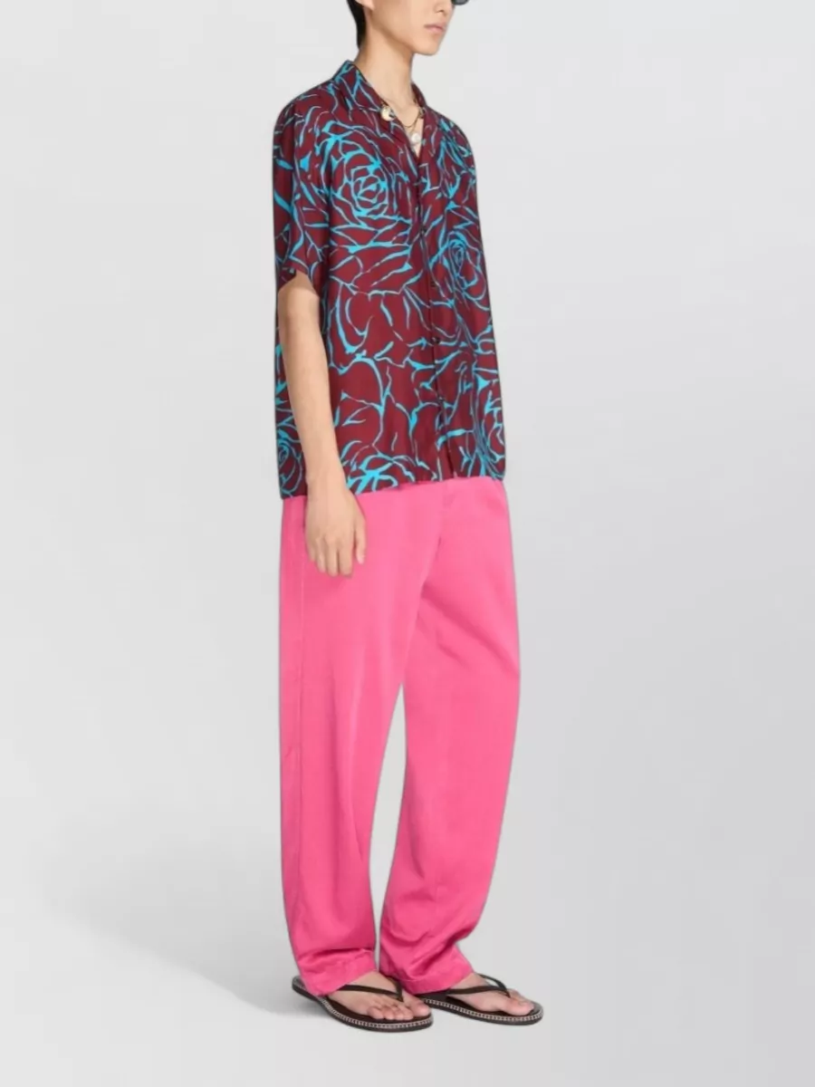 Dries Van Noten Floral Print Short Sleeve Camp Collar Shirt