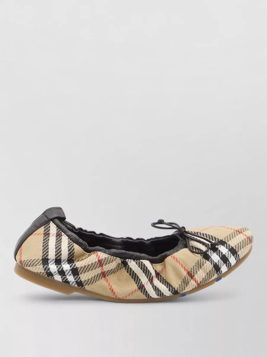 Burberry Check Pleated Ballet Flats Round Toe