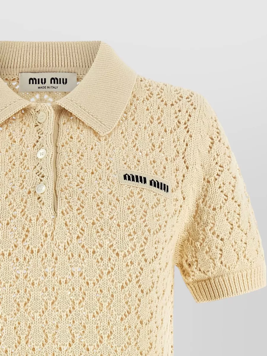 Miu Miu Cotton Openwork Mini Knitted Dress