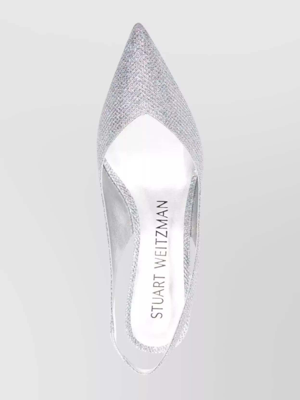 Stuart Weitzman Glitter Mid Heel Pointed Toe Pumps In Silver