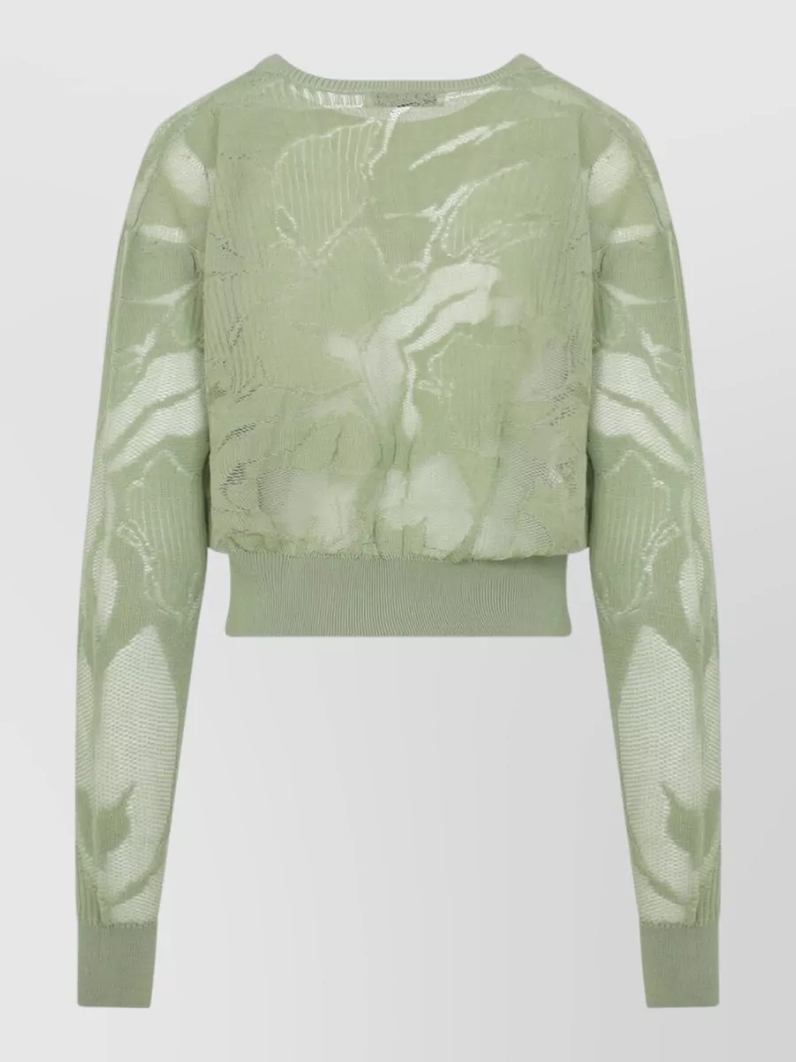 Dries Van Noten Ribbed Floral-Embroidered V-Neck Cropped Jumper