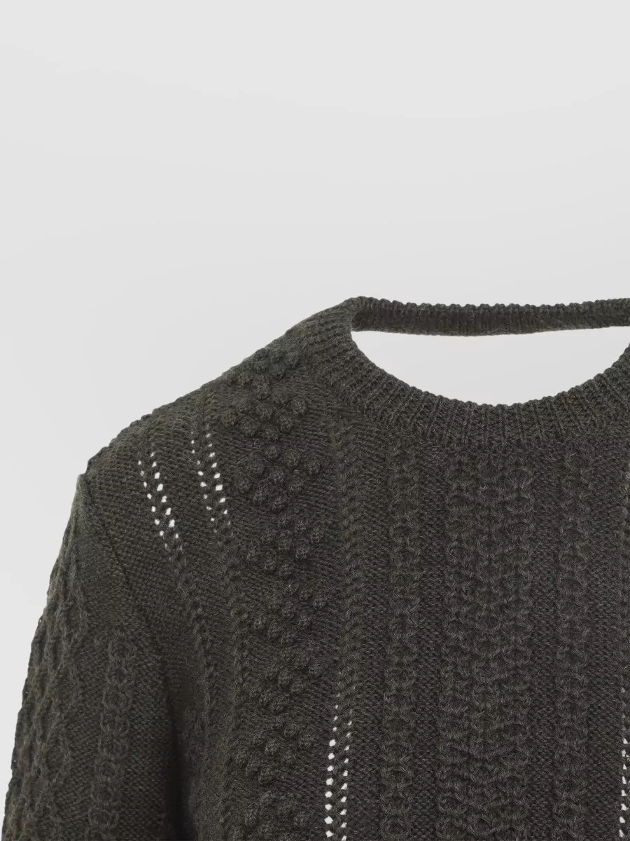 Jil Sander Virgin Wool Chunky-Knit Cable-Knit Cropped Sweater