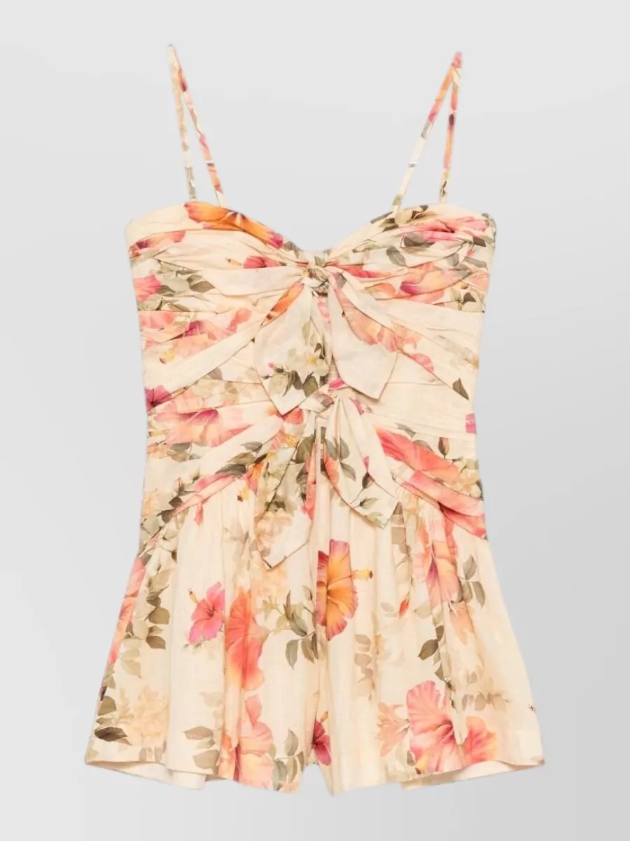 Zimmermann cotton floral-print strapless playsuit