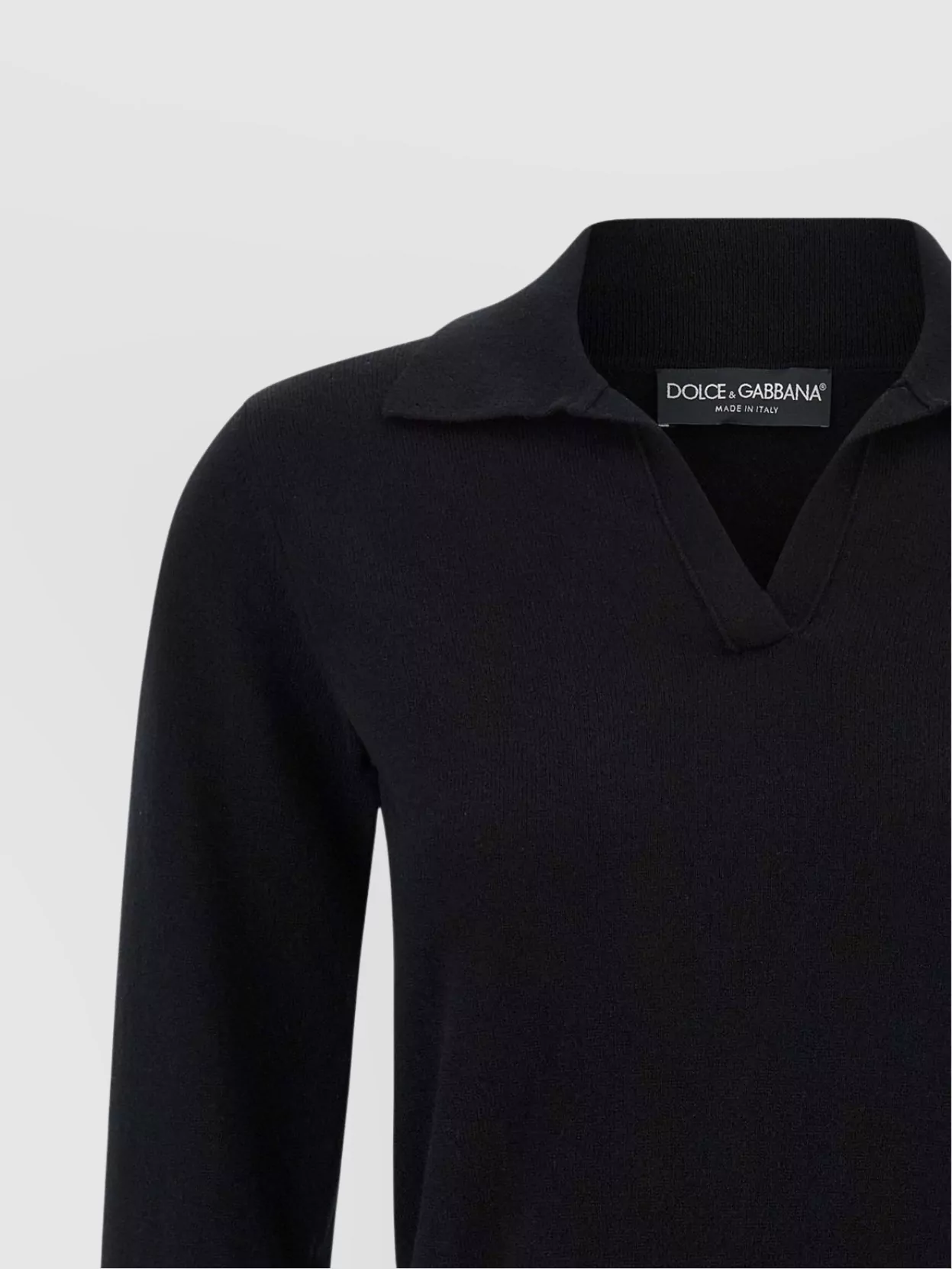 Dolce & Gabbana Polo-style Cashmere Sweater With V-neck In Black