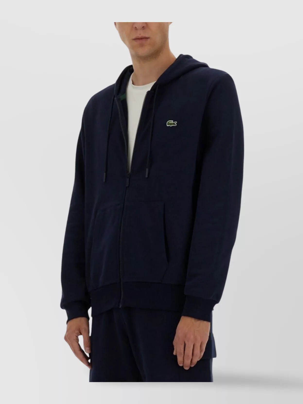 Lacoste Hooded Zip-Up Sweater Pockets