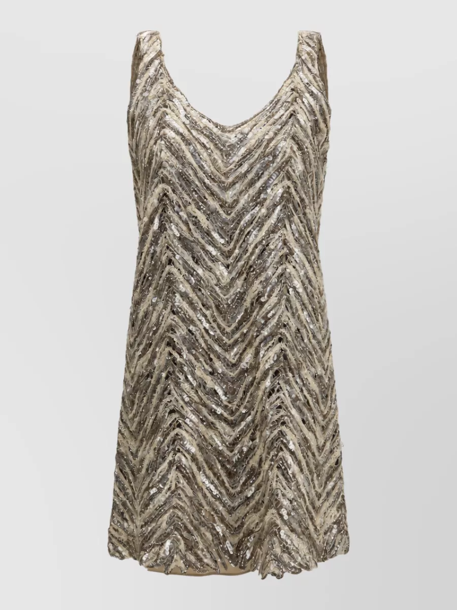 Brunello Cucinelli sequin v-neck sleeveless mini dress