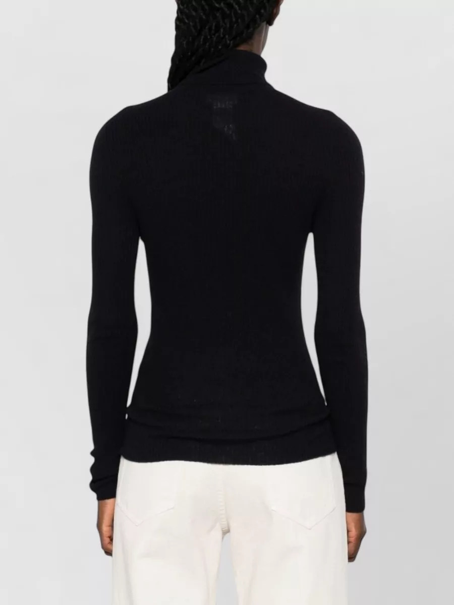 Fabiana Filippi Wool Silk Cashmere Ribbed Turtleneck Sweater