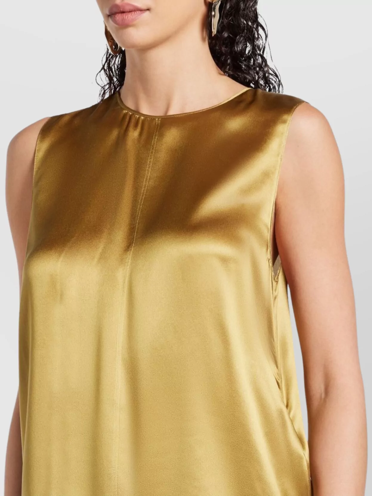 Tom Ford Satin Sleeveless Top Gold-Tone Detail