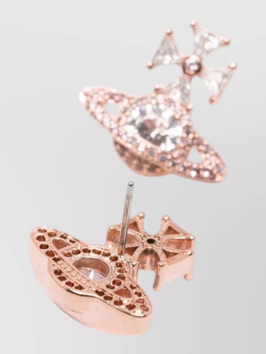 Vivienne Westwood Cross Crystal Orb Stud Earrings Design