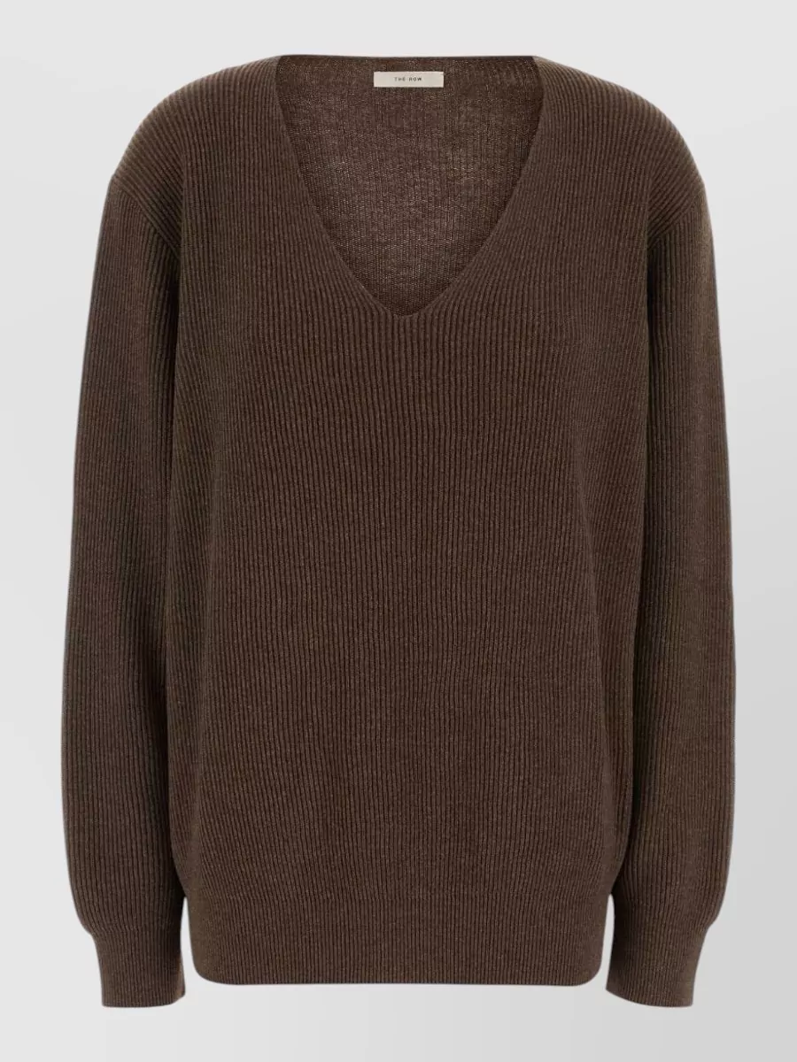 The Row cashmere-blend ribbed v-neck jumper