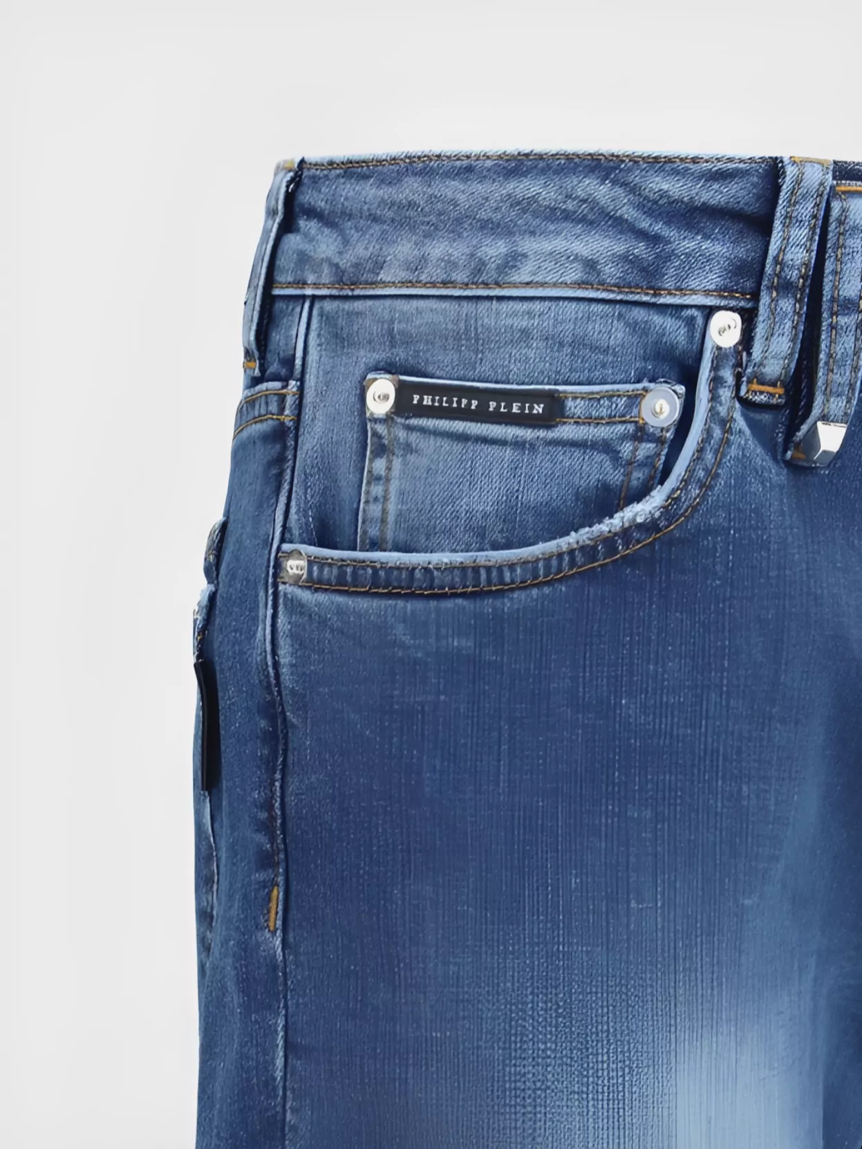Philipp Plein Straight Fit Cotton Trousers With Faded Effect
