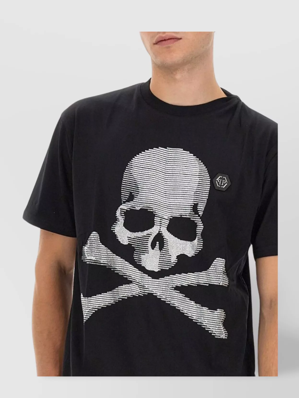 Philipp Plein Rhinestone Crew Neck T-Shirt With Skull Graphic