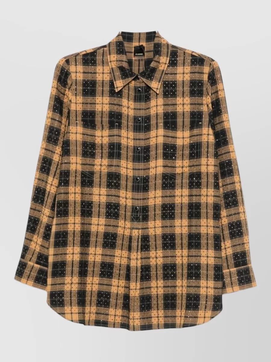 Pinko checked crystal-embellished shirt
