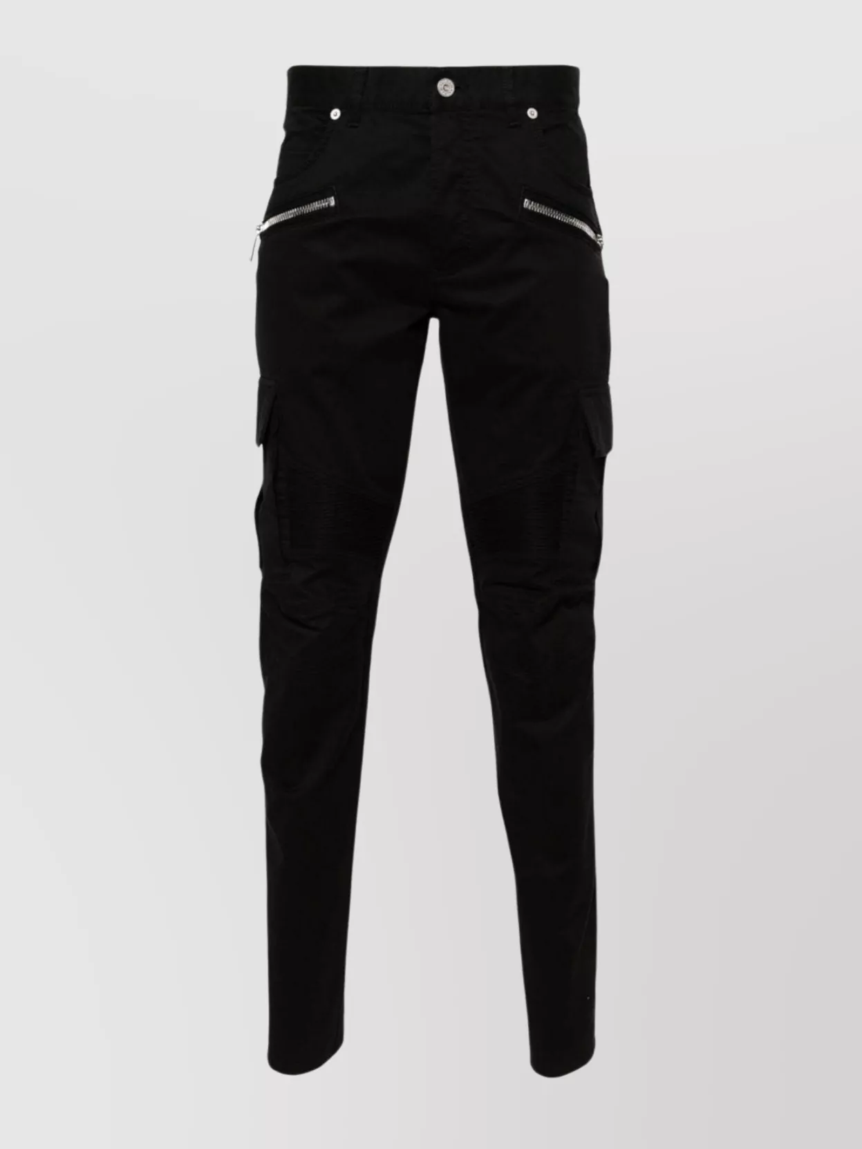 Shop Balmain Versatile Mid-rise Tapered Leg Trousers In Black