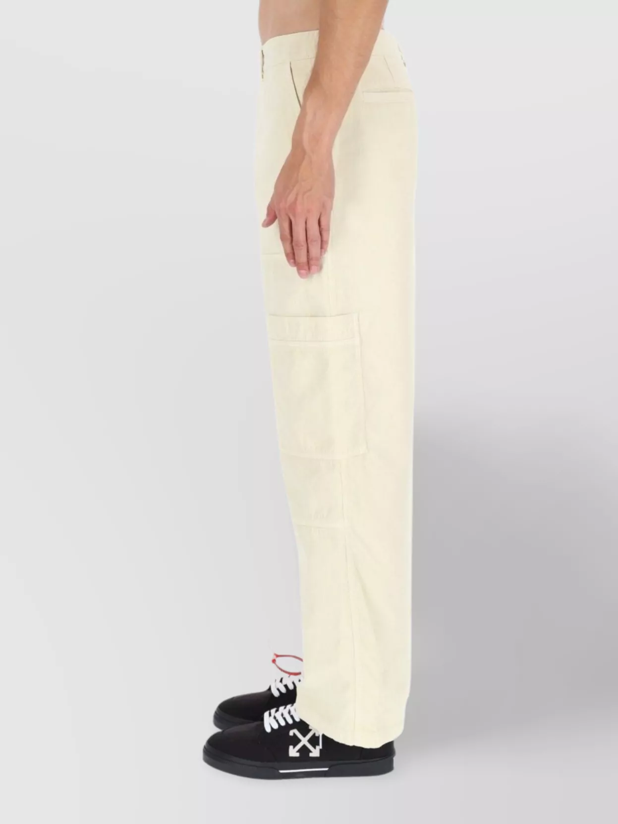 Off-White Straight Leg Cargo Trousers With Belt Loops