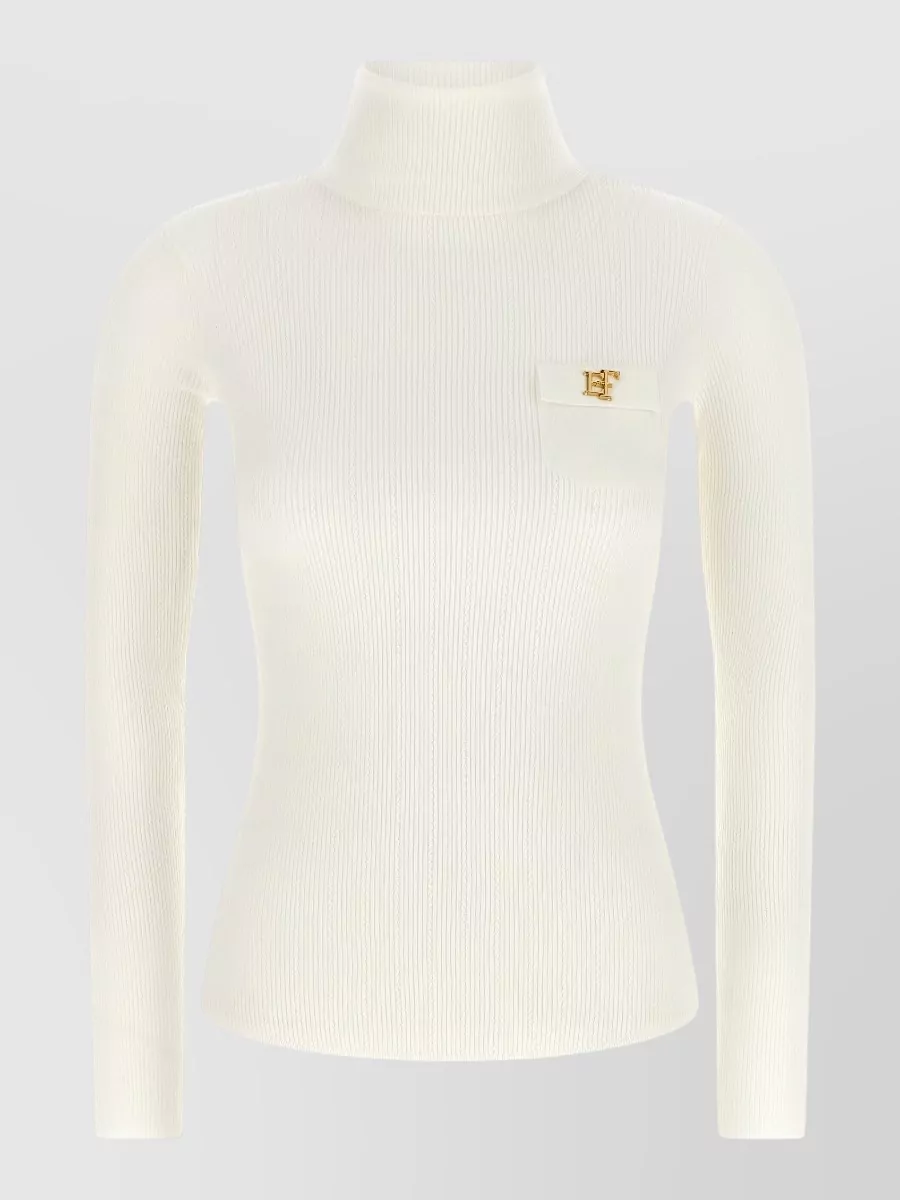 Elisabetta Franchi Silk ribbed turtleneck long-sleeve top