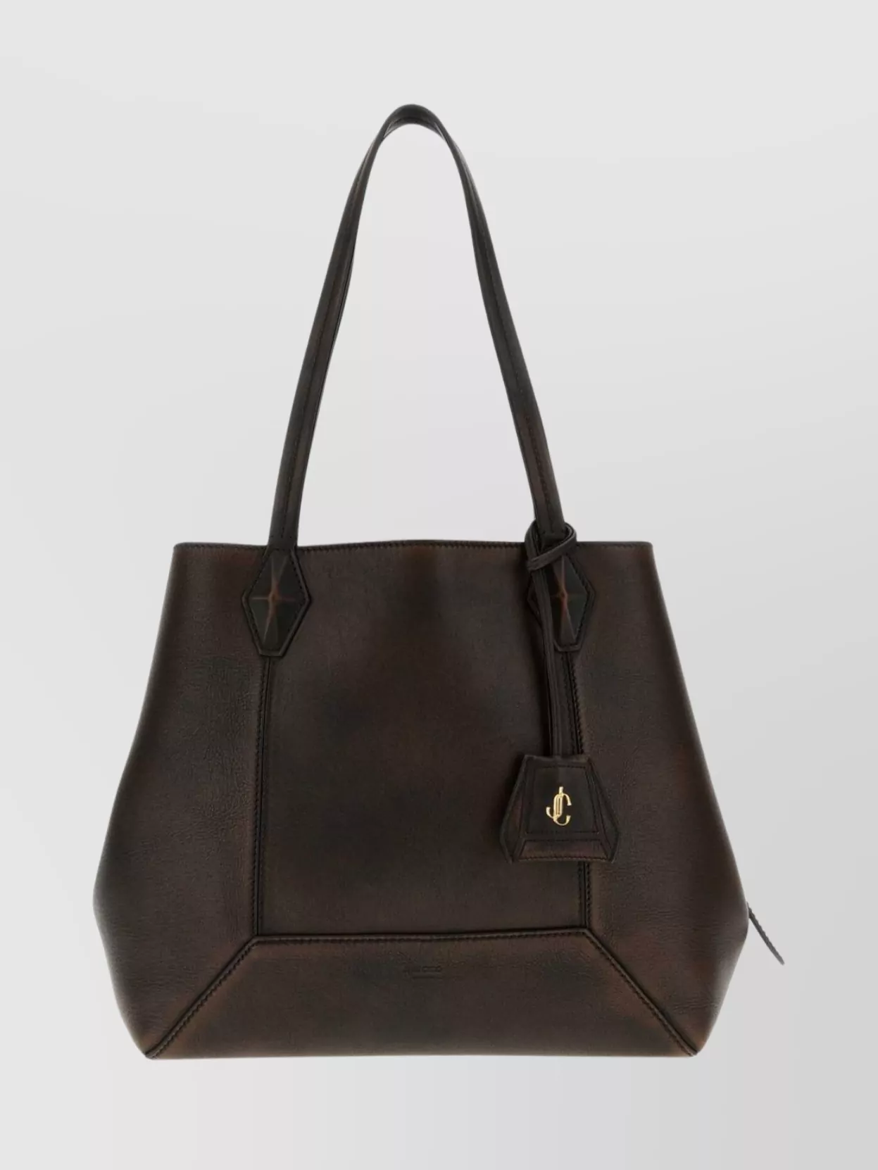 Jimmy Choo Leather Diamond Shopping Clutch Bag In Brown