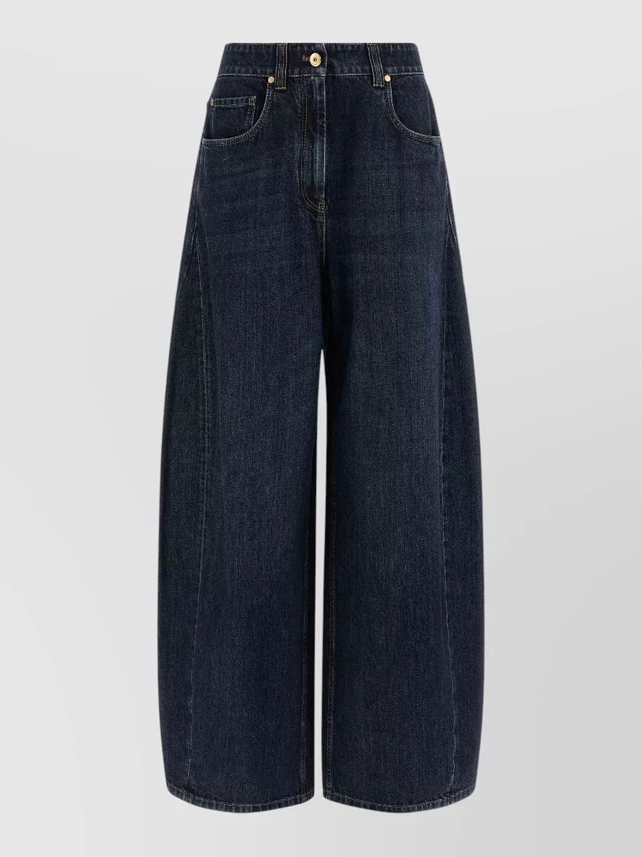 Brunello Cucinelli the wide barrel high-rise wide-leg denim jeans