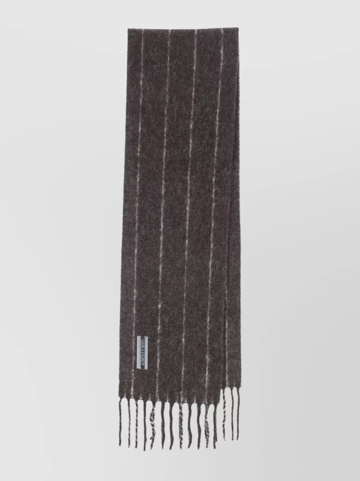 Our Legacy Soft Textured Striped Scarf Fringe Detail In Gray