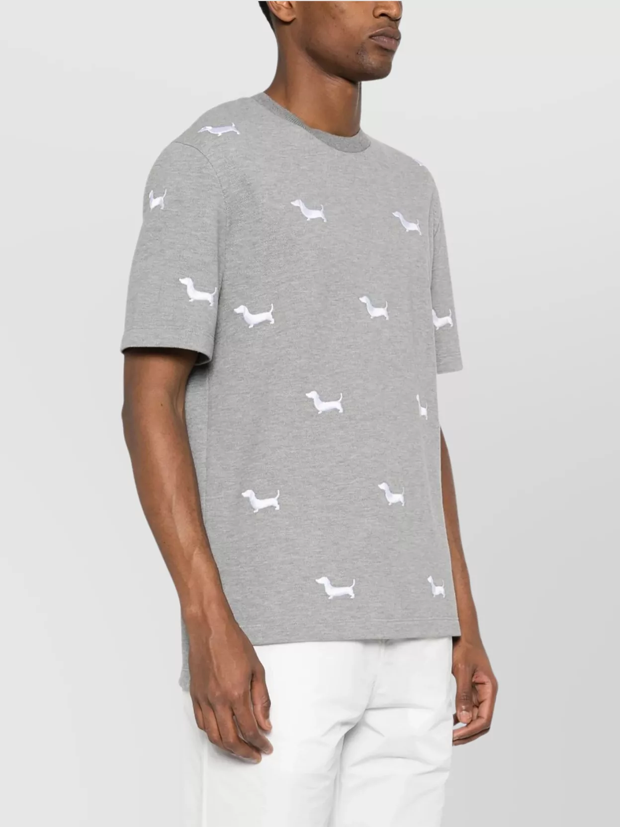 Thom Browne Dog-embroidered Crewneck T-shirt