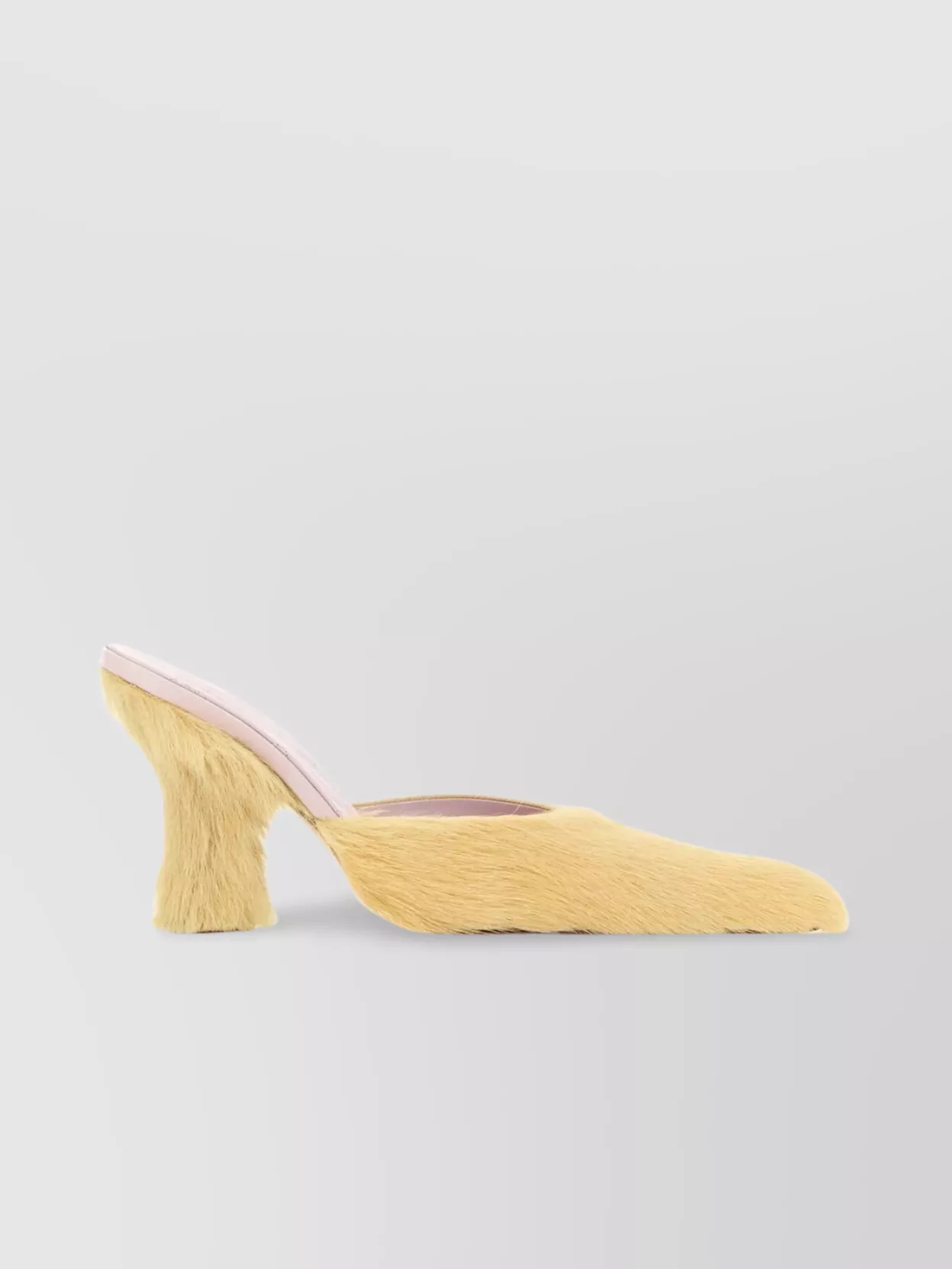 Shop Burberry Calfhair Buck Mules With Pointed Toe And Thick Heel In Beige