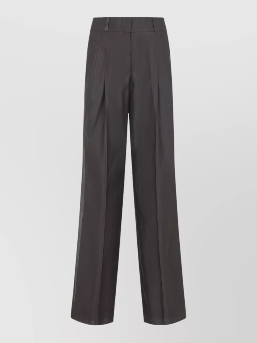 Peserico Silk Cotton Trousers Wide Leg Pleated Beltloops