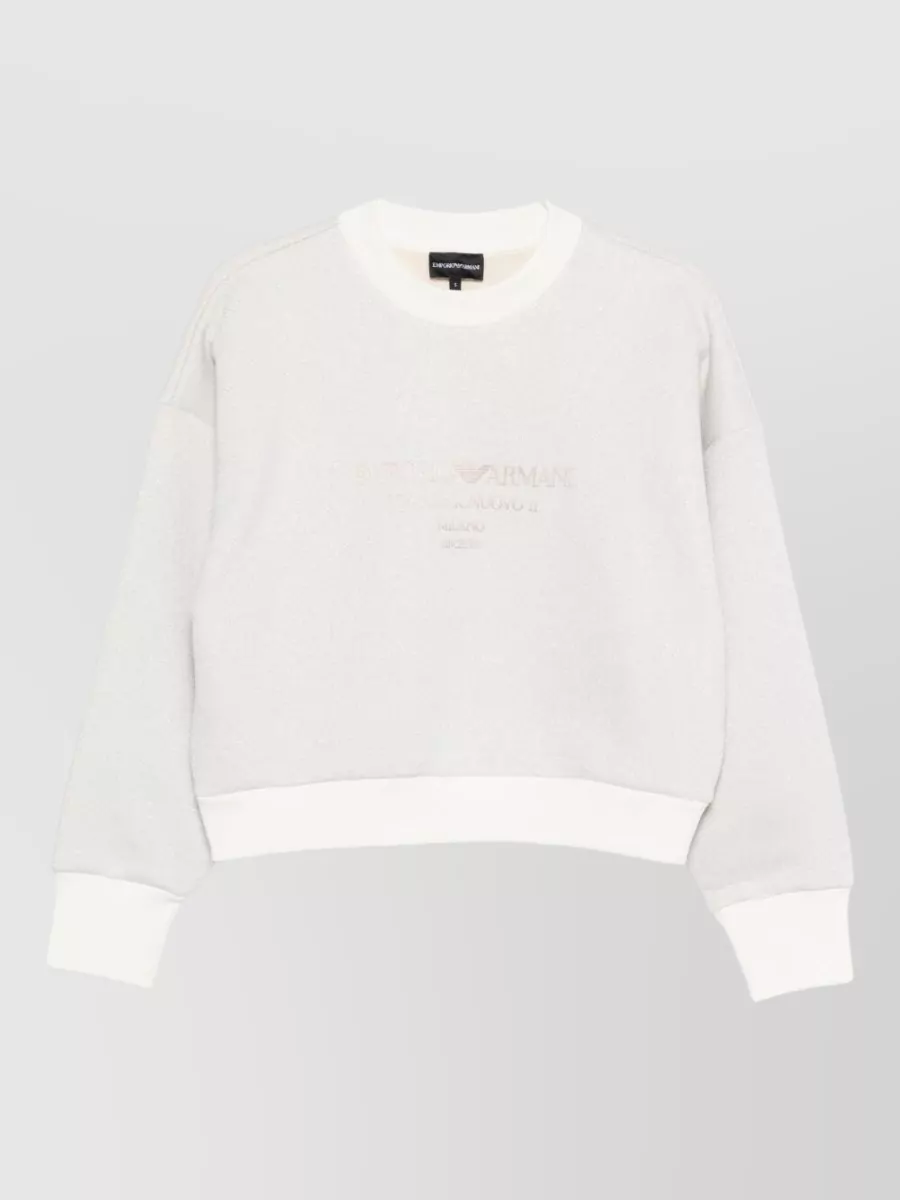 Emporio Armani Lurex Knit Sweatshirt Crew Neck Design In White