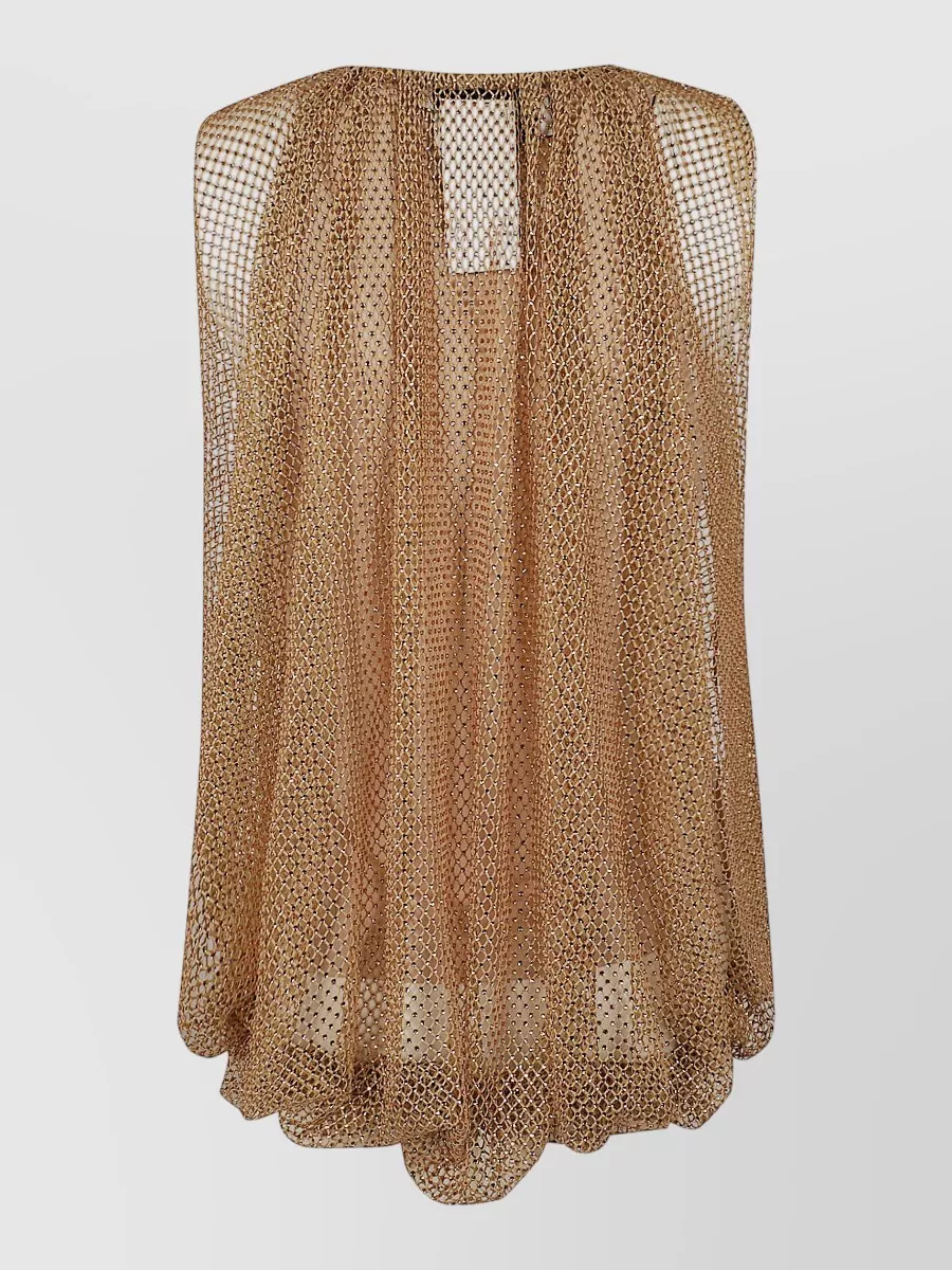 S Max Mara Crystal-Embellished Sleeveless Mesh Top