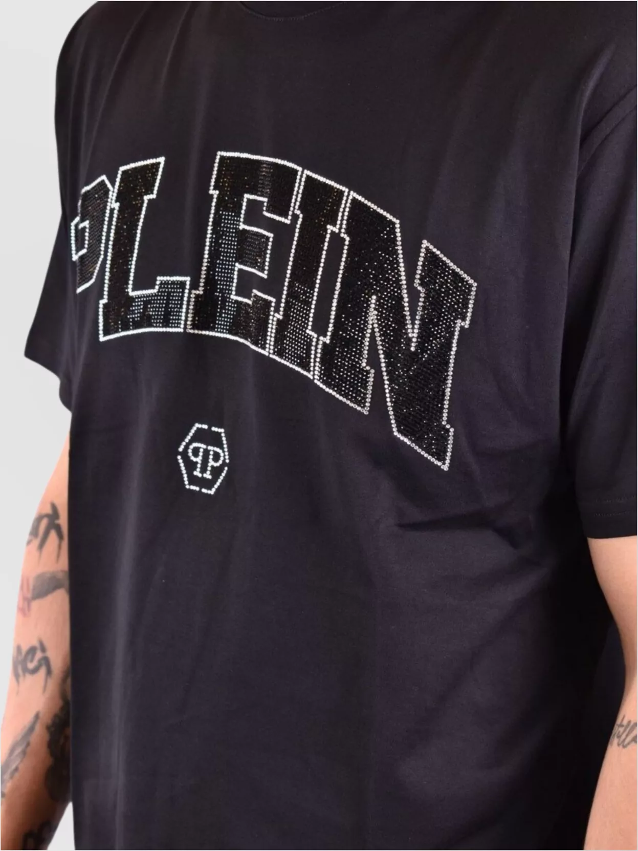 Philipp Plein Crew Neck Logo Embellished Short Sleeve T-Shirt