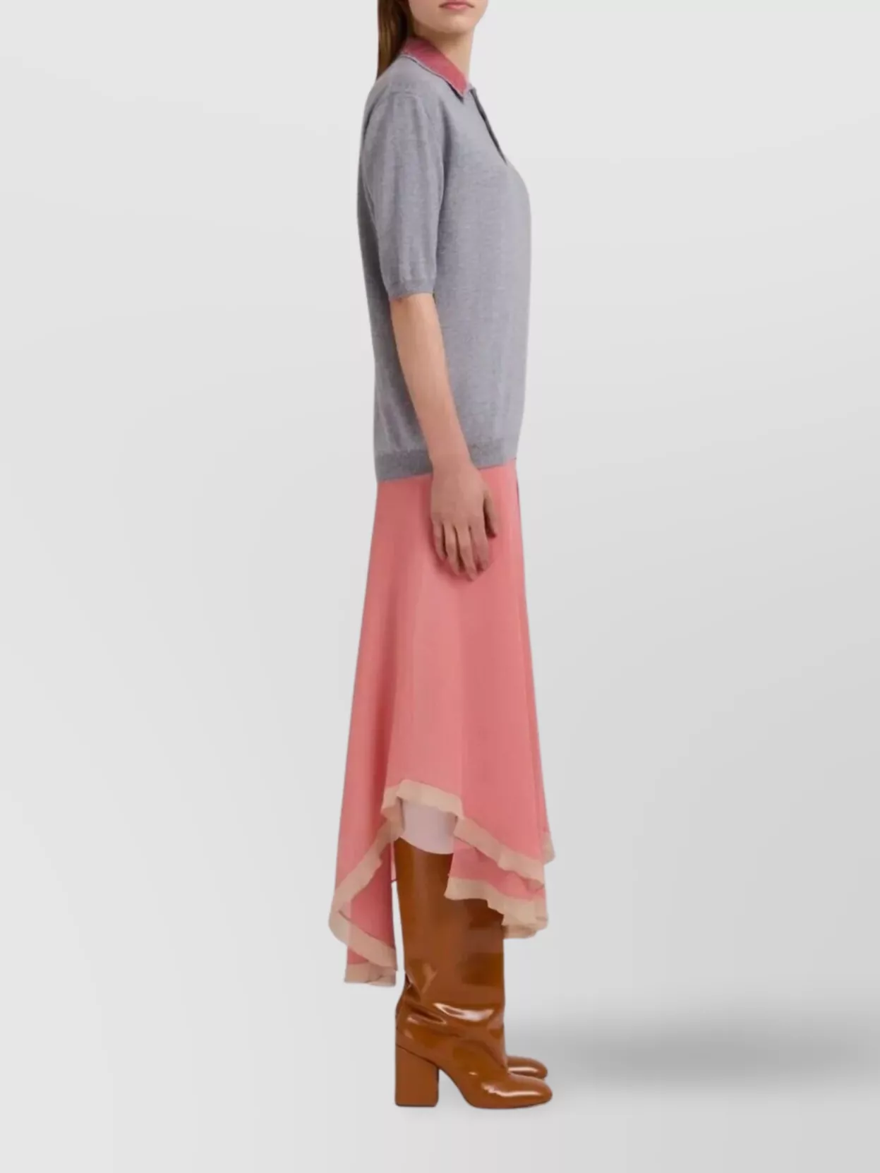 Marni Layered High Waist Asymmetric Midi Skirt