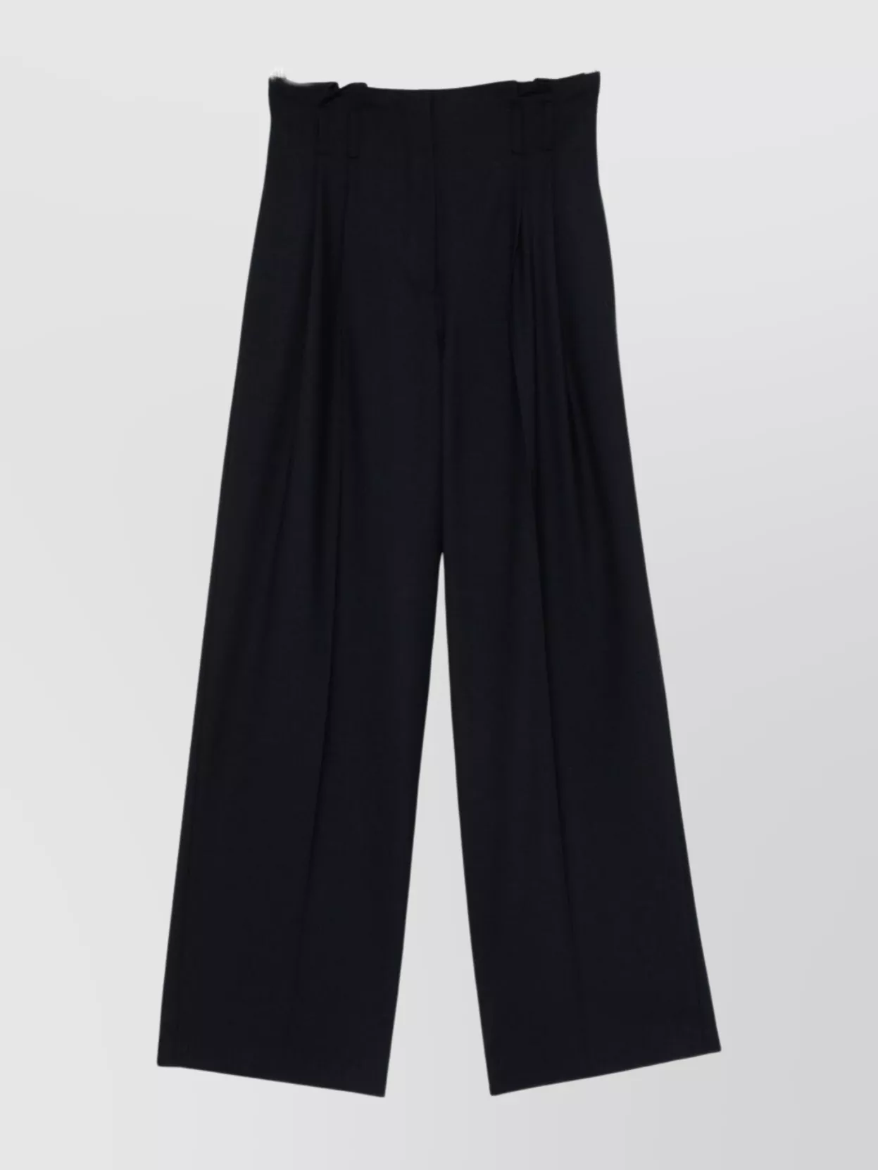 Semicouture High Waist Wide Leg Wool Blend Trousers In Black