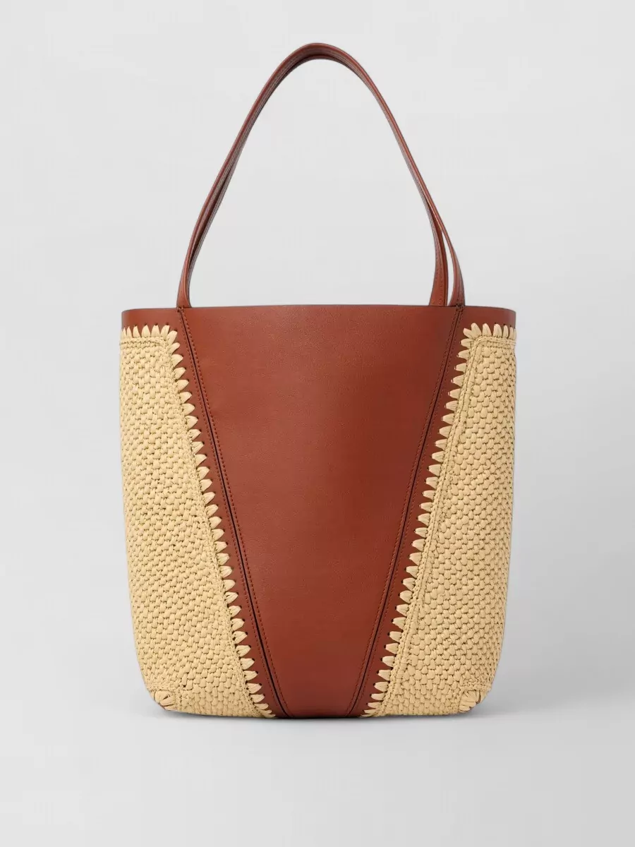 Chloé chloé spin raffia and leather shoulder bag